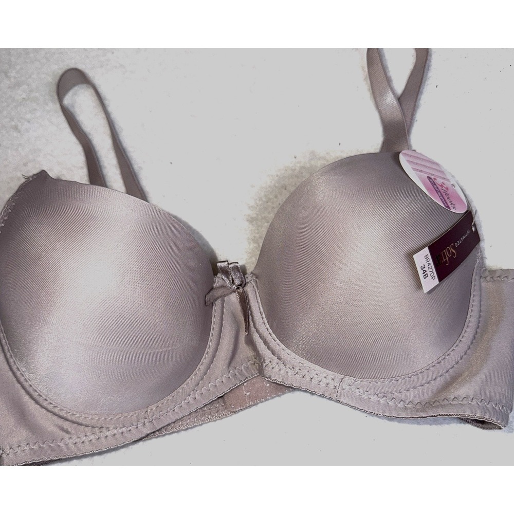 Sofra Intimates Bra 34B Nude Beige Padded Full Support 3 Hook NWT